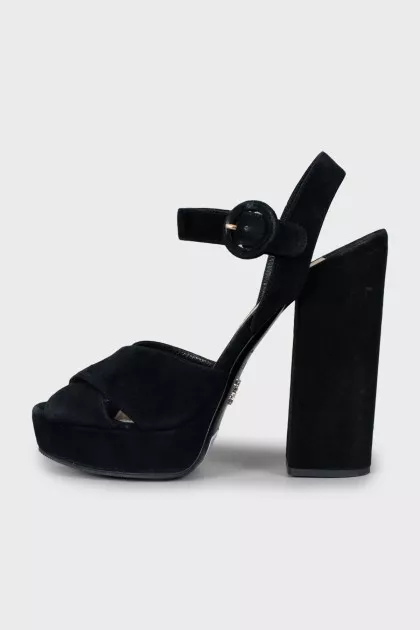 Suede block heel sandals