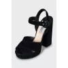 Suede block heel sandals