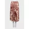Pleated silk wrap skirt