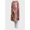 Pleated silk wrap skirt