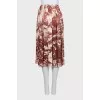 Pleated silk wrap skirt