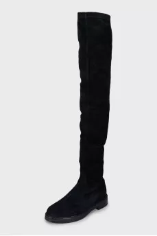 Low-heeled suede boots