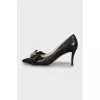 High-heeled leather shoes