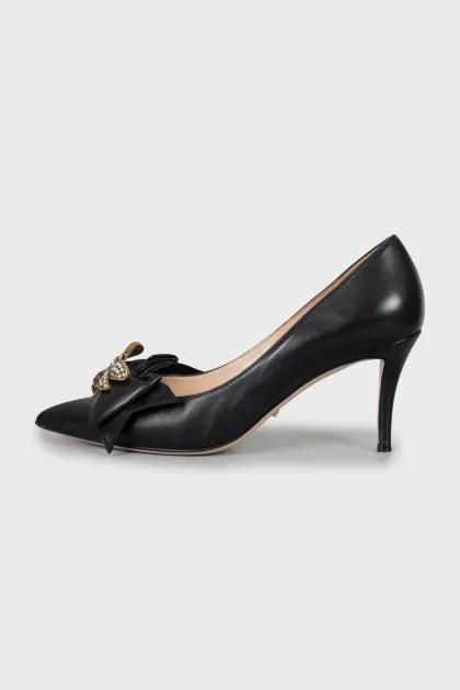 High-heeled leather shoes
