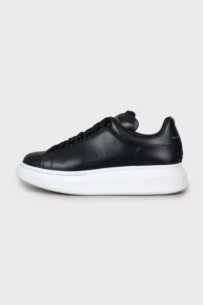 Black leather sneakers