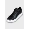 Black leather sneakers
