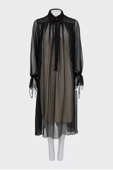 Semi-sheer silk slip dress