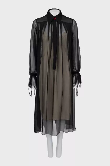 Semi-sheer silk slip dress