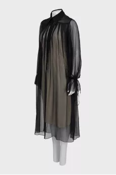 Semi-sheer silk slip dress