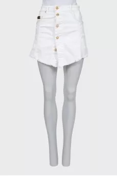 Denim shorts with button-down skirt