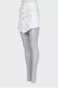 Denim shorts with button-down skirt