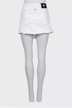 Denim shorts with button-down skirt