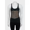 Ribbed tank top with gold detailing