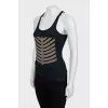 Ribbed tank top with gold detailing