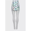 Printed denim mini skirt