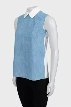 Sleeveless blouse with patch pocket