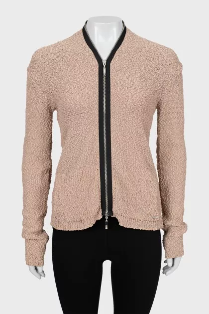 Beige cardigan with zipper