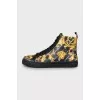 Men's leather sneakers with signature print