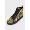 Men's leather sneakers with signature print