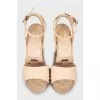 Leather sandals with wooden wedges