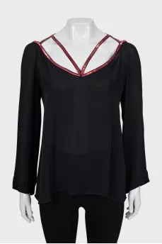 Silk blouse with decorated straps