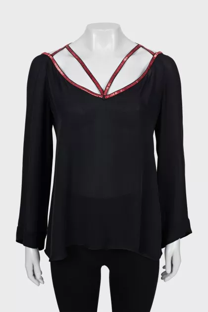 Silk blouse with decorated straps
