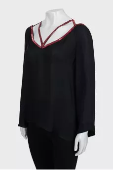 Silk blouse with decorated straps