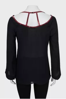 Silk blouse with decorated straps