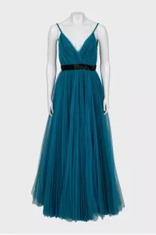 Tulle maxi dress with straps
