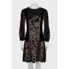 Fitted dress with velor inserts