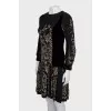 Fitted dress with velor inserts