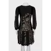 Fitted dress with velor inserts