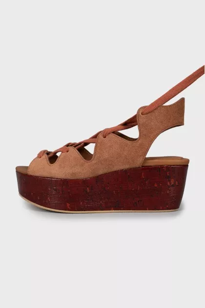 Suede lace-up sandals