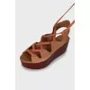 Suede lace-up sandals