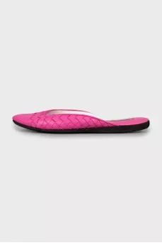 Pink leather mules