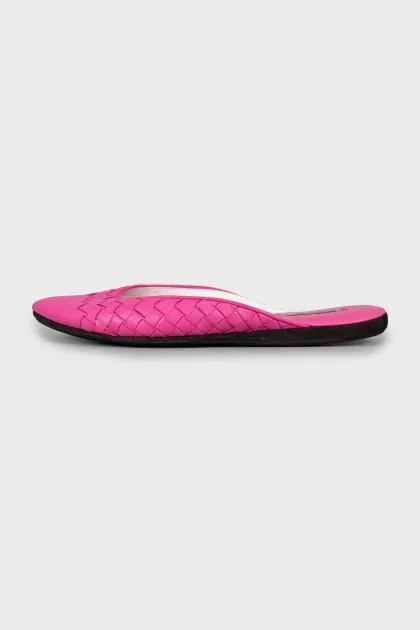 Pink leather mules