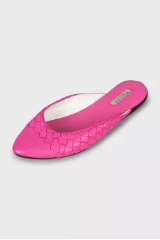 Pink leather mules