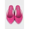 Pink leather mules