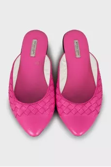 Pink leather mules