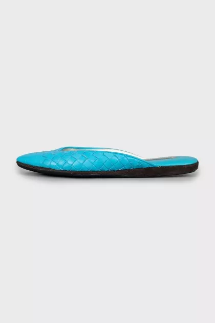 Woven leather mules