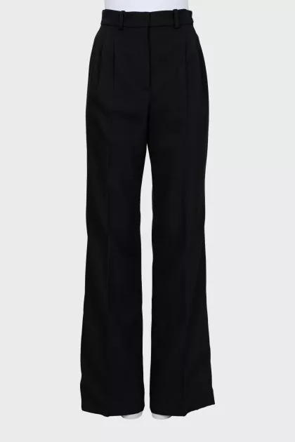 Black wool palazzo pants