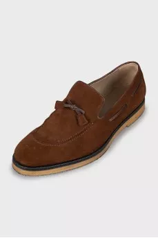 Men's brown suede loafers