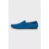 Men's blue suede moccasins