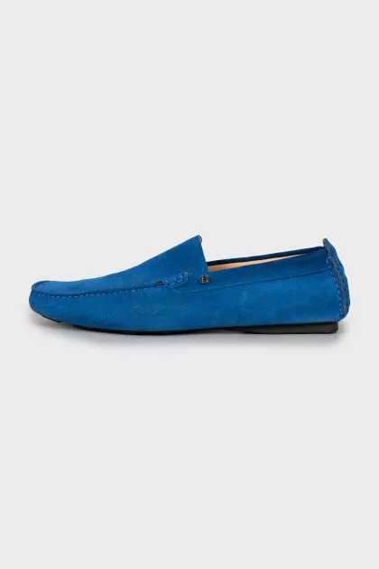 Men's blue suede moccasins
