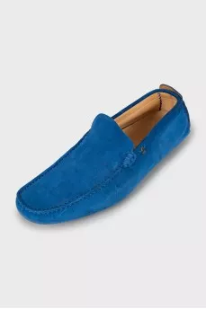 Мужские голубые мокасины из замши
