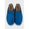 Men's blue suede moccasins