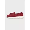 Men's burgundy suede moccasins