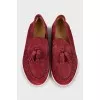 Men's burgundy suede moccasins