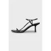 Black leather stiletto sandals