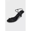 Black leather stiletto sandals